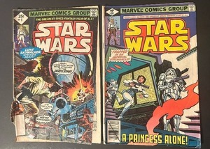 lot 217C image: LL - Vintage Marvel Star Wars Comic #5 Luke Skywalker Strikes Again  Vintage Marvel Star Wars Comic #30 A Princess Alone
