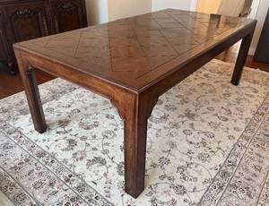 lot 19R image: DR - Vintage Parquet Inlay Dining Table