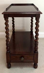lot 40R image: LR - Vintage Gabberts Accent Table with Barley Twist Legs
