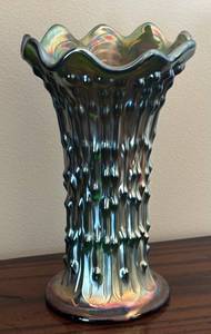 lot 98R image: LR - Vintage Fenton April Showers Carnival Glass Vase