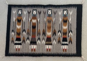 lot 135R image: LR -Vintage Four Figure Navajo Yei Pictorial Rug