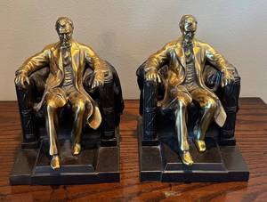 lot 178R image: MB - Lincoln in the Chair - Authentic Reproduction Sculptures by Daniel Chester French (Set of 2)