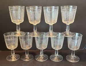 lot 181R image: LR - Vintage Paneled Forget Me Not Stemware