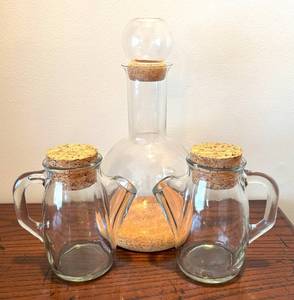 lot 190R image: LR - Glass Decanter with 2 Matching Glass Jugs