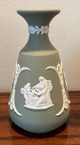 lot 241R image: LR - Vintage Wedgwood Jasperware Vase with Classical Cameo Relief Scenes
