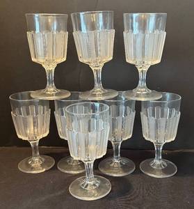 lot 243R image: LR - Vintage Bakewell Frosted Ribbon Stemware