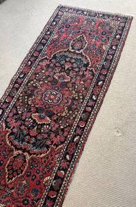 lot 270R image: LR - Vintage Persian Runner Rug with Floral Medallion