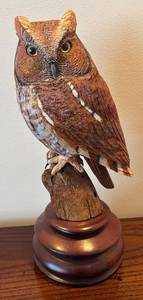 lot 274R image: DR -Hand Carved and Painted Wooden Owl Sculpture