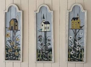lot 300R image: P - Birdhouse Wall Art - Set of 3