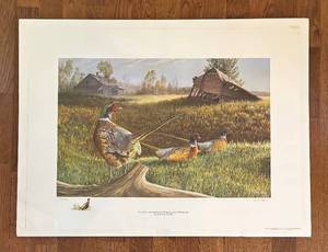 lot 304R image: FC - Ron Van Gilders Forgotten Homestead-Ring-Necked Pheasants Limited Edition Unframed Print