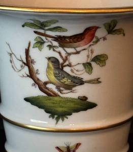 lot 316R image: LR - Vintage Herend Hungary Porcelain Rothschild Birds Vase