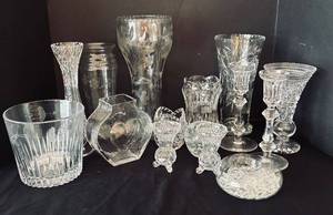 lot 447R image: BR - Crystal Glass Vases, Candle Holders and More