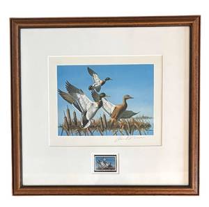 lot 460R image: LR - Mallards - 1977 Minnesota Duck Stamp Print by David A. Maass
