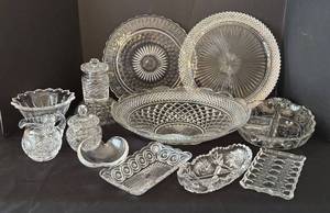lot 479R image: DR - Crystal and Clear Glass Clear Plates, Bowls, Dishes and More