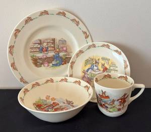 lot 503R image: LR - Royal Doulton Bunnykins 4-Piece Dinnerware Set