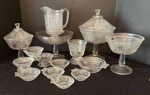 lot 508R image: K - Vintage Bryce Brothers Forget-Me-Not Panel Compotes, Pitcher, Dishes and More