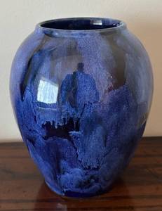 lot 509R image: LR - Blue Glazed Ceramic Vase