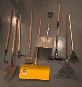 lot 517R image: G - Long-Handled Outdoor Tools Lot - Shovels, Rakes and More