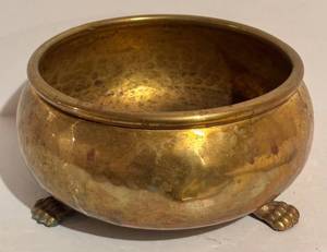 lot 29H image: LL - Antique Imperial Russian Brass Bowl on Three Paw Feet