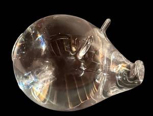 lot 49H image: LL - Kosta Boda Glass Pig Figurine  Kosta Boda Signed Morales 96397 Pig Figurine