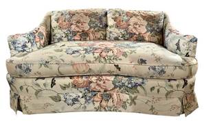 lot 63H image: LL - Vintage Colbaths Floral Vintage Loveseat - Floral Upholstery