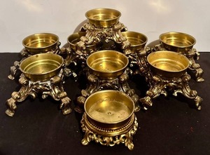 lot 147H image: LL - Set of Nine Golden Polished Brass Round Urli Bowls