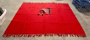 lot 153H image: LL - Vintage Red Wool Blanket - Native American Chief Headdress