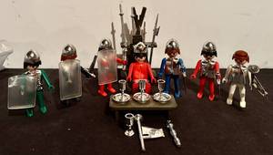 lot 224H image: LL -  Vintage Playmobil King & Knights Set - King & 6 Knights, Table & Accessories (Vintage)