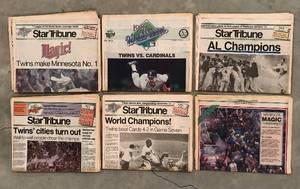 lot 232H image: LL - Star Tribune 1987 World Series Newspapers Minnesota Twins (Lot of 6)