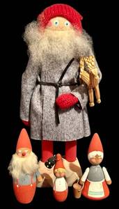 lot 355H image: LL - Guldkroken Mrta Vintage Wooden Christmas Figurine and Gnome Figures