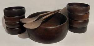 lot 381H image: LL - Wooden Salad Bowl Set
