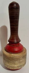 lot 387H image: LL -Antique Cast-Iron Head Rawhide Mallet