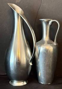 lot 391H image: LL - Two Vintage Pewter Pitchers