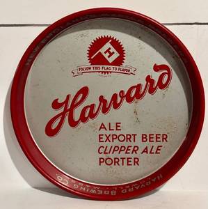 lot 393H image: LL - Harvaro Brewing Company Vintage Tray - 12-Inch Diameter Advertising Beer Tray