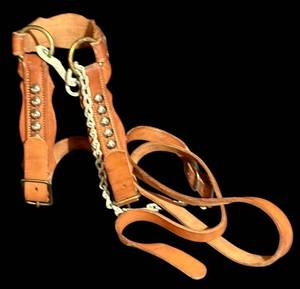 lot 397H image: LL - Western Leather Bridle with Browband & Curb Chain - Studded