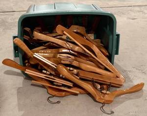 lot 425H image: LL - Wooden Hangers - Large Lot Assorted Styles for Closet Organization
