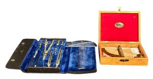 lot 481H image: LL - Keuffel & Esser System Brevete Drafting Set with Protractor & Compasses