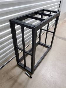lot 52 image: Black Powder-Coated Industrial Metal Frame Stand - Open Frame Rack Base