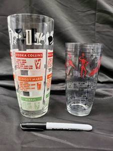 lot 80 image: Vintage Cocktail Recipe Glasses (Lot of 2)