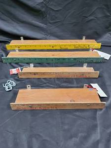 lot 102 image: Precision Bearing 5-Piece Wooden Ruler Set - 18 in Wall-Mount Measuring Rulers