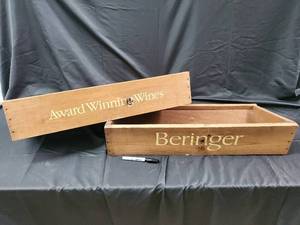 lot 107 image: Beringer Wooden Wine Crates - Award Winning Wines (Lot of 2)