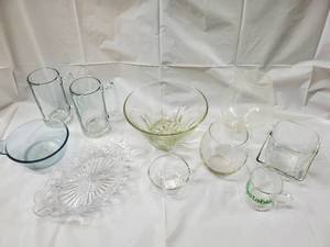 lot 111 image: Assorted Clear Glassware - Mugs, Bowls, Goblets & Dishes