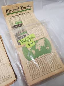 lot 112 image: Current Events Vintage Newspapers Bundle - 6 Mid-Century Educational Issues