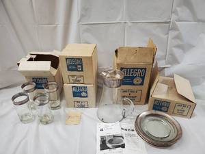 lot 115 image: Allegro Hand Decorated Crystal - 4 Glasses, Pitcher & Dessert Plates