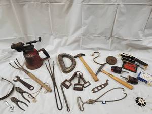 lot 119 image: Vintage Blowtorch & Assorted Hand Tools Lot - Pliers, Wrenches, Hammers