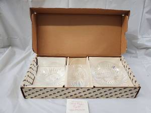 lot 122 image: Princess House Crystal Dessert Plates - 3-Piece Set in Original Box