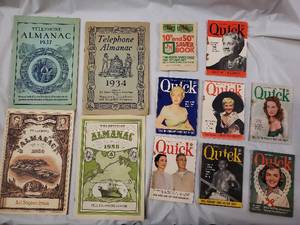 lot 142 image: Bell System Telephone Almanac Lot - 1934, 1937, 1956, 1959 Almanacs & 1950s Quick Magazines