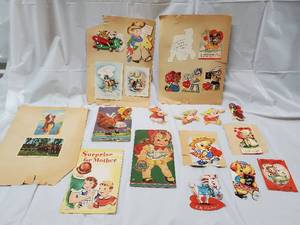 lot 146 image: Vintage Valentine Cards & Cut-Outs Lot - Animal & Kid Themes