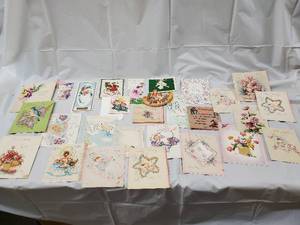 lot 151 image: Vintage Greeting Cards Lot - Assorted Birthday, Floral & Baby Designs