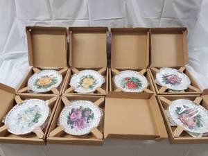 lot 153 image: Hamilton Collection Peace Rose Porcelain Plate Set - 9 Gift-Boxed Plates